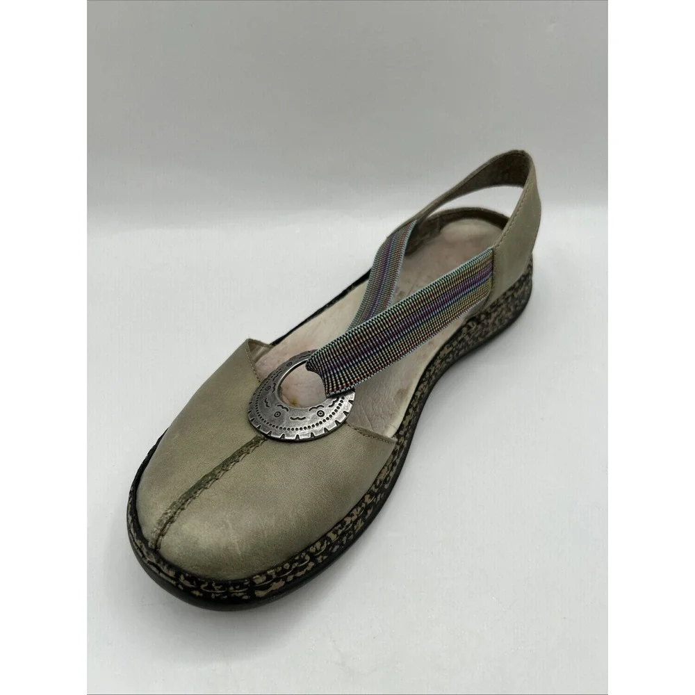 Rieker Anti Stress Women's 37 US 6.5 Daisy Slip On Mary Jane Comfort Shoes Green